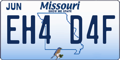MO license plate EH4D4F