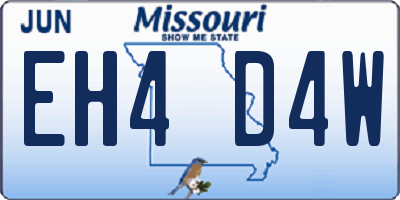 MO license plate EH4D4W