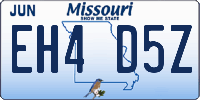 MO license plate EH4D5Z
