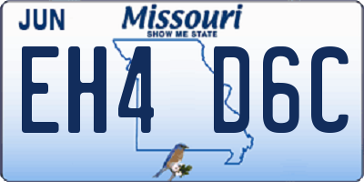 MO license plate EH4D6C