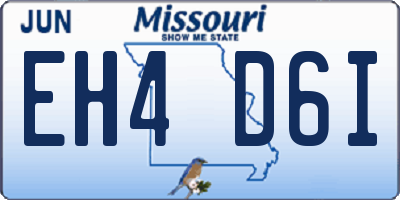 MO license plate EH4D6I