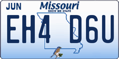 MO license plate EH4D6U