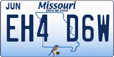 MO license plate EH4D6W