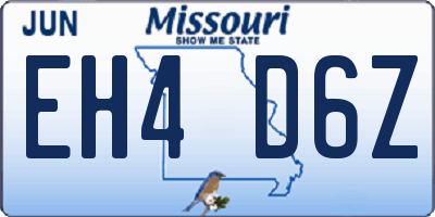 MO license plate EH4D6Z