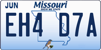 MO license plate EH4D7A