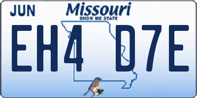 MO license plate EH4D7E