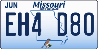 MO license plate EH4D8O