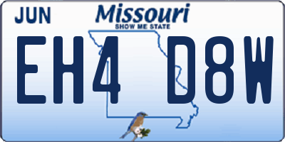 MO license plate EH4D8W