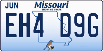 MO license plate EH4D9G