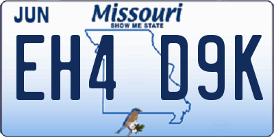 MO license plate EH4D9K