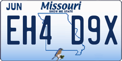 MO license plate EH4D9X