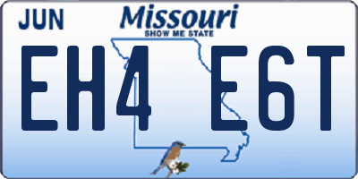 MO license plate EH4E6T