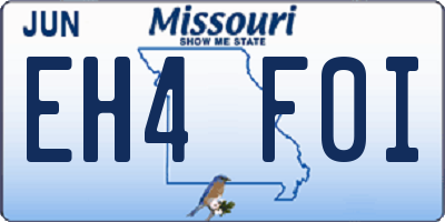 MO license plate EH4F0I