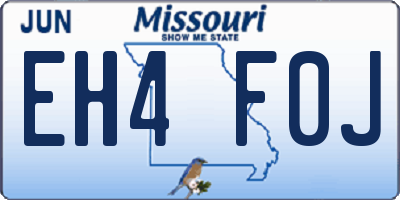 MO license plate EH4F0J