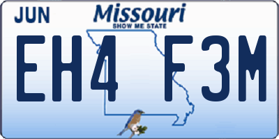 MO license plate EH4F3M