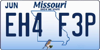 MO license plate EH4F3P