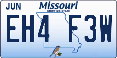 MO license plate EH4F3W