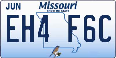 MO license plate EH4F6C