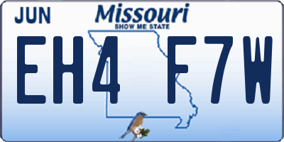 MO license plate EH4F7W