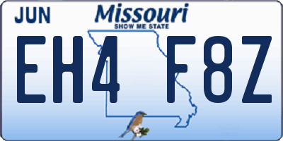 MO license plate EH4F8Z