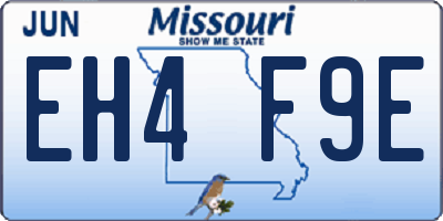 MO license plate EH4F9E