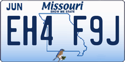 MO license plate EH4F9J