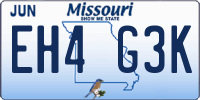 MO license plate EH4G3K