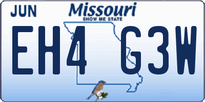 MO license plate EH4G3W