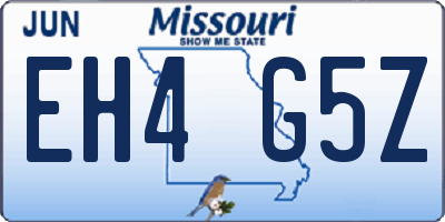 MO license plate EH4G5Z