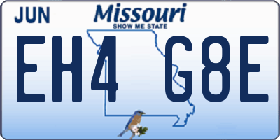 MO license plate EH4G8E