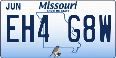 MO license plate EH4G8W