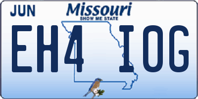 MO license plate EH4I0G