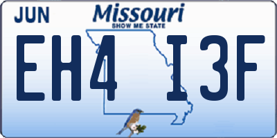 MO license plate EH4I3F