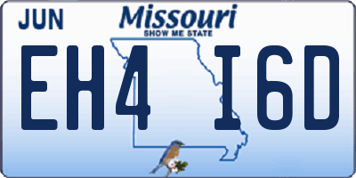 MO license plate EH4I6D