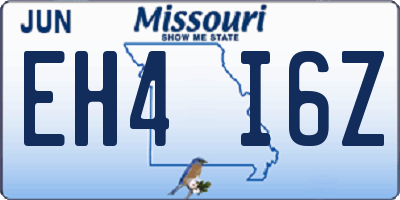 MO license plate EH4I6Z