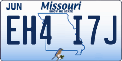 MO license plate EH4I7J
