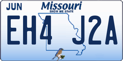 MO license plate EH4J2A