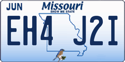 MO license plate EH4J2I