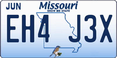 MO license plate EH4J3X