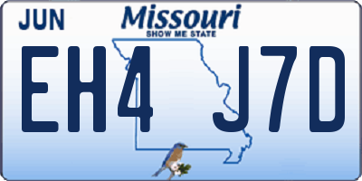 MO license plate EH4J7D