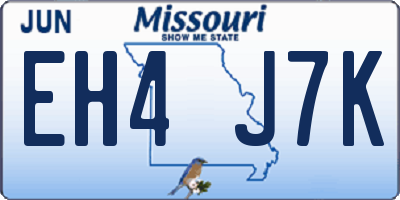 MO license plate EH4J7K