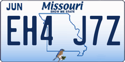 MO license plate EH4J7Z