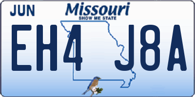 MO license plate EH4J8A