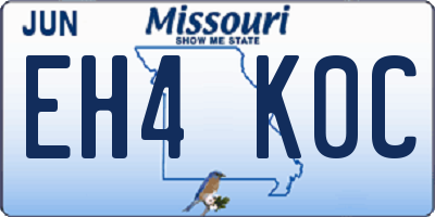 MO license plate EH4K0C