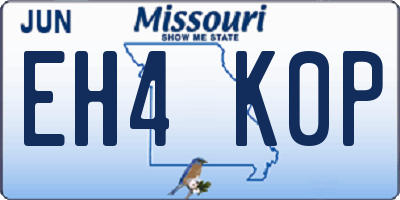 MO license plate EH4K0P
