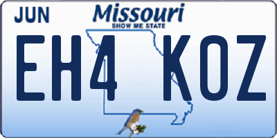 MO license plate EH4K0Z