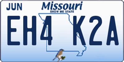MO license plate EH4K2A