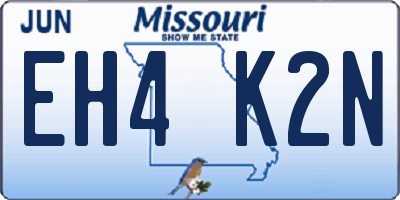 MO license plate EH4K2N