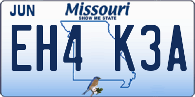 MO license plate EH4K3A