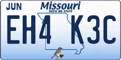 MO license plate EH4K3C
